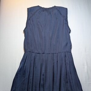 Abercrombie & Fitch Navy Midi Dress XL Flowy Tie Neck Boho Minimal